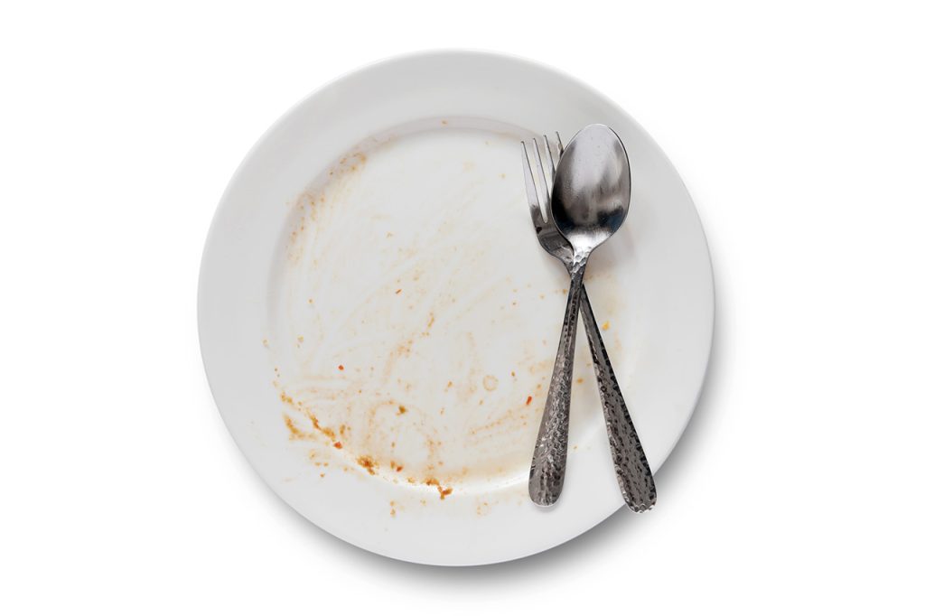 Leerer Teller nach dem Essen mit Besteck - 404 - Seite nicht gefunden