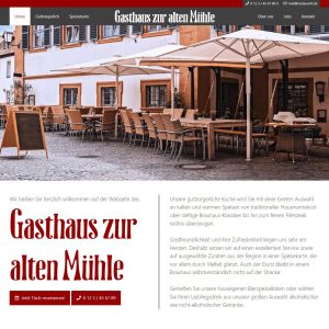 Screenshot der Webseite vom Gasthaus zur alten Mühle aus dem Katalog von gastro.info