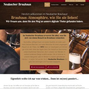 Screenshot der Webseite vom Neubacher Brauhaus aus dem Katalog von gastro.info